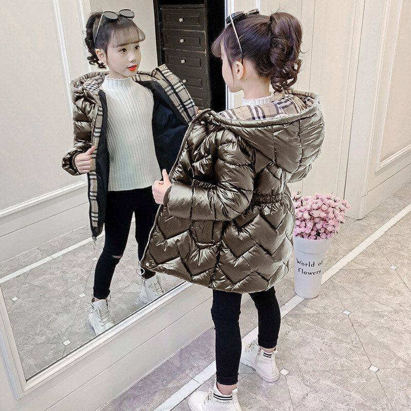 冬装棉衣羽绒亮棉服棉袄女童小皮加厚免洗外套中大童洋气新款2026