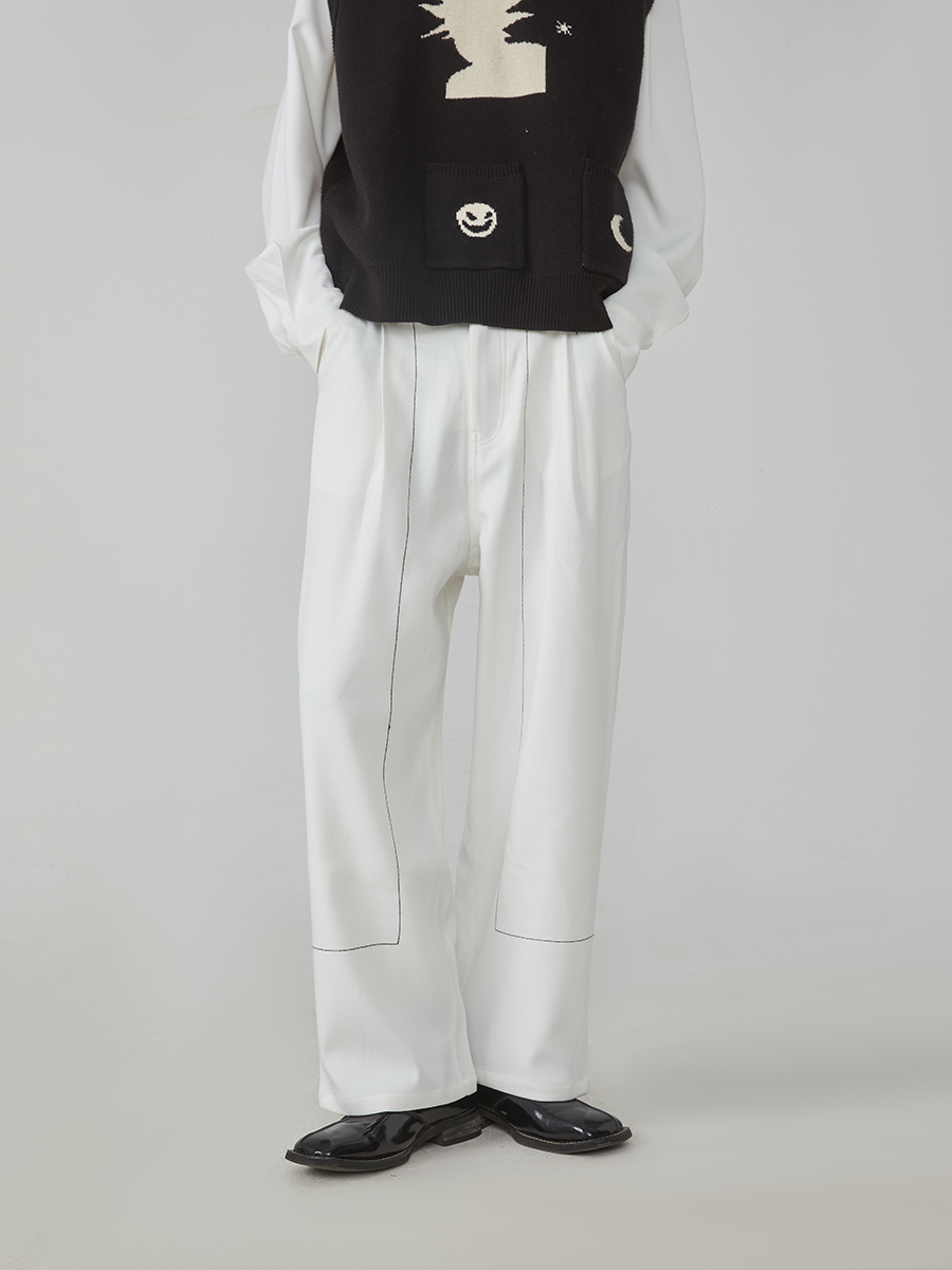 线条坠感宽松休闲百搭直筒长裤