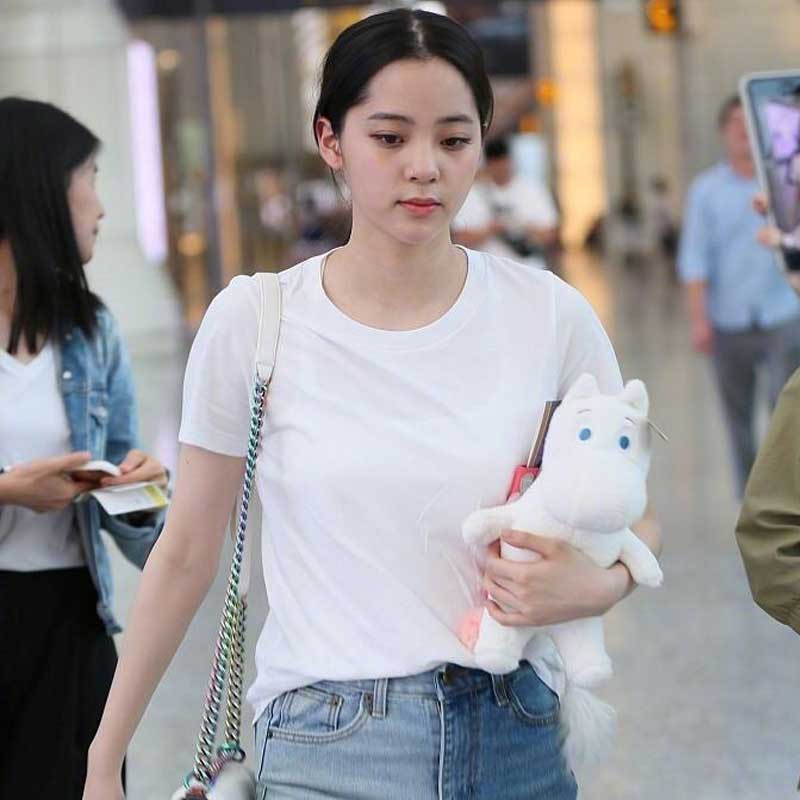 欧阳娜娜上衣刘雯明星同款t恤女韩版宽松黑色白色纯色短袖潮t衣服