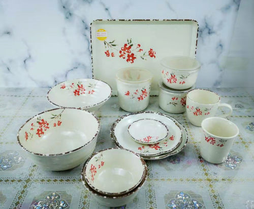 五和密胺餐具家用碗碟防摔花色