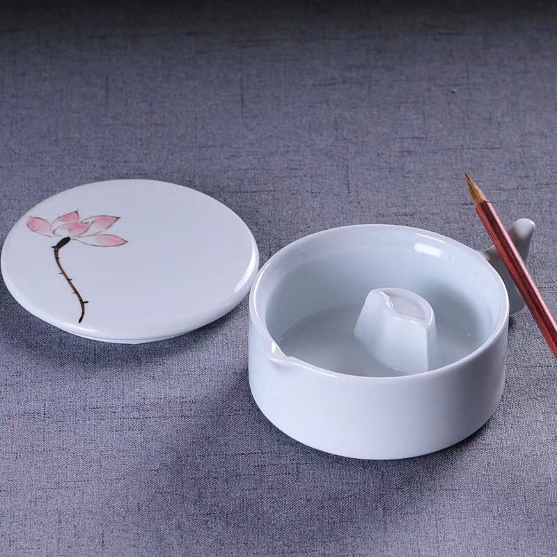 碟墨端文瓷碟笔墨砚汁四房盖砚台