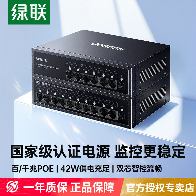 绿联PoE交换机4/5/8口监控图片