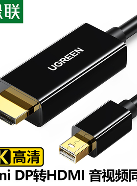 绿联mini dp转hdmi雷电mac转接线适用苹果电脑MakeBook接电视4k