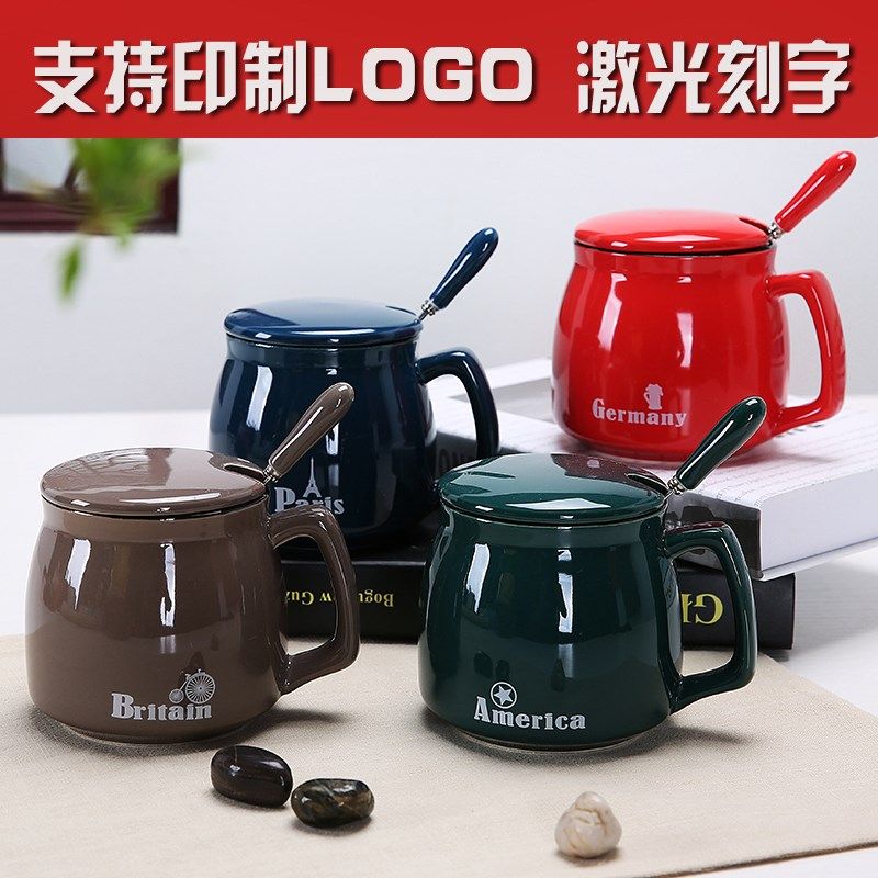 陶瓷杯子带盖勺个性潮流创意喝水杯家用男女茶杯咖啡杯马克杯定制|ruв категории посуда, кубок/кубок/чайник, кружка - от Buy2taobao.com для оказания профессиональной услуги покупки агента Taobao
