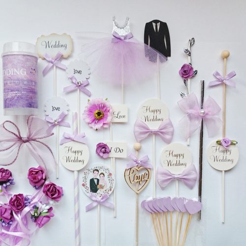 紫色森系推推乐围边婚礼甜品台