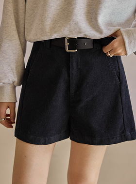 【歌铭】法式复古灯芯绒休闲裤女2025秋季新款高腰直筒短裤W655C