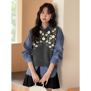 【蔓延的温柔 立体勾花】歌铭法式复古钩花背心女装秋季上衣N550C