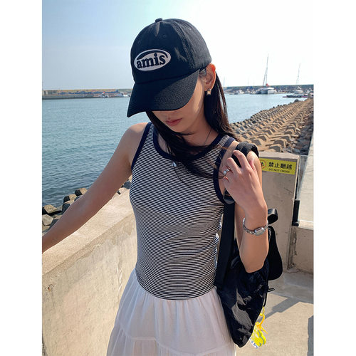 黄峥 韩系新品棉质背心吊带双U领纯色高弹打底基础款内搭女
