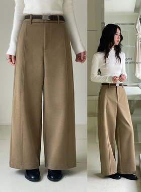 【松弛慢调】歌铭韩系通勤直筒加厚洗水棉休闲裤女冬阔腿裤N903C