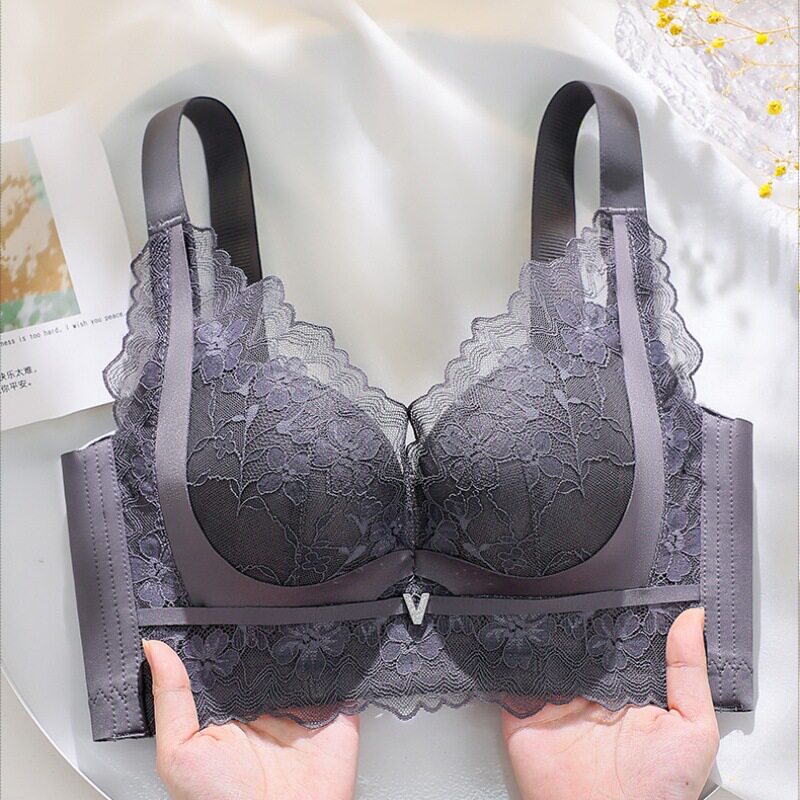 调整型小胸显大聚拢内衣女加厚蕾丝性感矫正外扩上托收副乳文胸罩
