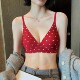 圣诞波点红色内衣女薄款 小胸聚拢无钢圈舒适无痕软支撑文胸罩套装