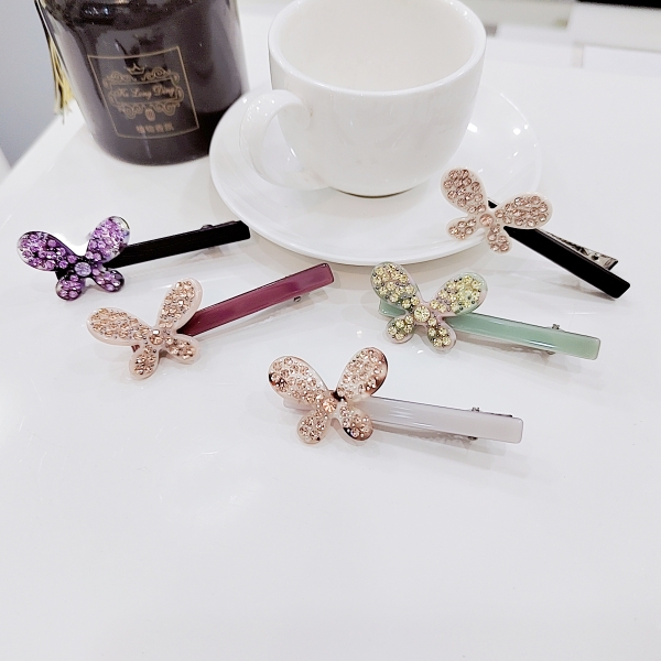 镶钻发卡佩妮醋酸蝴蝶鸭嘴夹法式