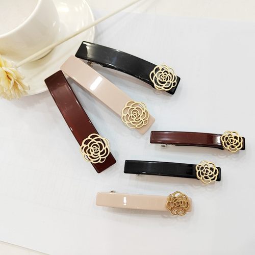 山茶花马尾夹佩妮树脂小香风顶夹