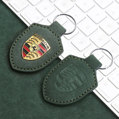 Alcantara保时捷钥匙扣卡宴macan帕拉梅拉taycan专用盾徽挂件圈男