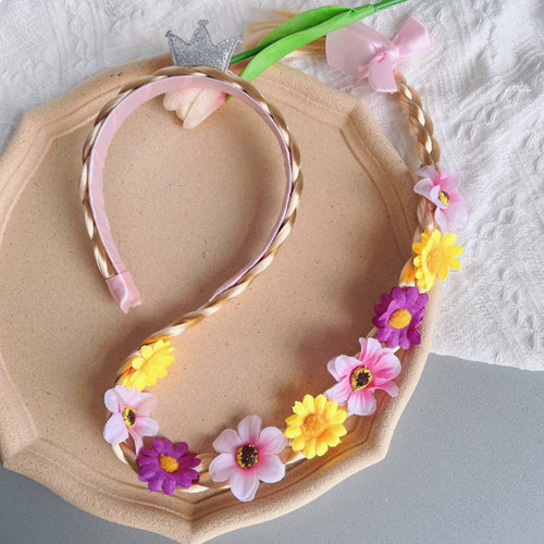 儿童假发长辫子公主头饰发箍