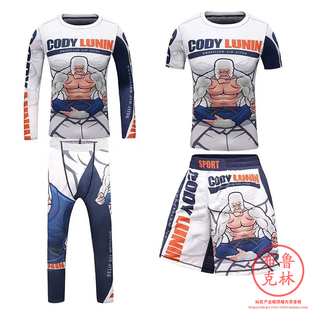 银背大猩猩儿童防磨衣短袖长袖套装拳击柔术金刚速干衣泰拳健身衣