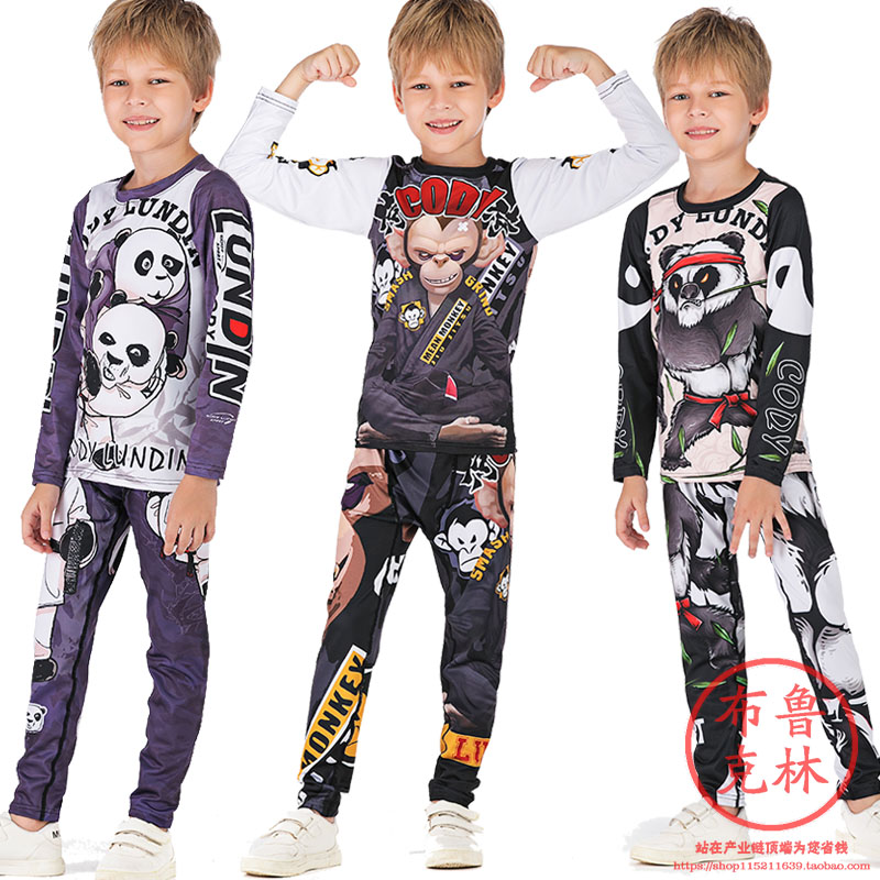 功夫熊猫猴子儿童nogi运动速干衣