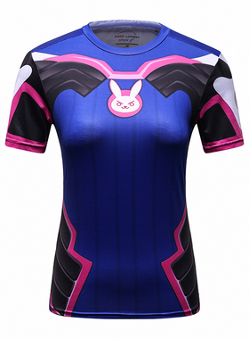overwatch守望先锋dva cosT恤宋哈娜 裂空衣服3d紧身运动上衣女