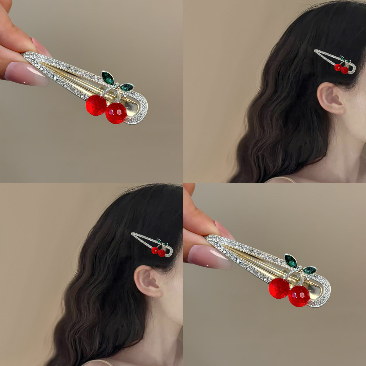 韩国新款樱桃发夹女刘海夹前额鸭嘴夹子头饰水钻碎发边夹现货批发,饰品/流行首饰/时尚饰品新,民族风发饰,淘宝优惠券,粉丝福利购,淘宝优惠卷
