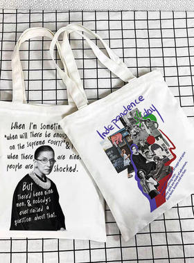 RBG大法官金斯伯格帆布包女权主义定制环保购物袋通勤拉链手提袋