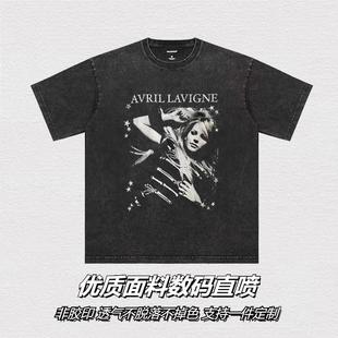 T恤 Lavigne艾薇儿水洗做旧oldschool短袖 平价好物重磅纯棉 Avril