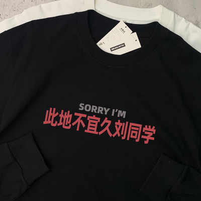 sorry此地不宜久刘同学纯棉长袖T恤姓氏梗男女款百搭打底通勤上衣