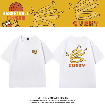 库里curry联名芝麻街同款标志纯棉短袖ins儿童美式篮球运动T恤衫