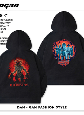 美剧StrangerThings怪奇物语魔王连帽卫衣美式休闲地狱火衣服帽衫