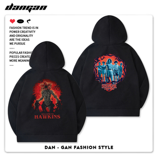 美剧StrangerThings怪奇物语魔王连帽卫衣美式 休闲地狱火衣服帽衫