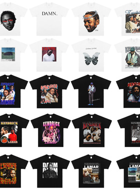 Kendrick Lamar tee功夫肯尼DAMN嘻哈说唱印花短袖T恤美潮宽松