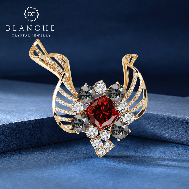 金奖徽章烟花水晶胸针男士胸花女