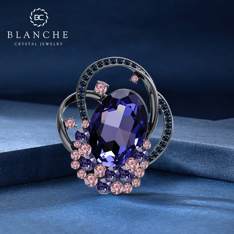 花篮紫罗兰水晶高级感胸针奢华女