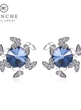 BC蝴蝶环飞水晶耳环2022新款耳钉气质高级感耳坠百搭设计耳饰女