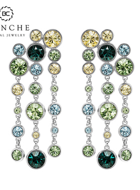 BLANCHE/布兰琪珠帘水晶高级感耳环流苏方圆脸耳坠独特漂亮耳饰女