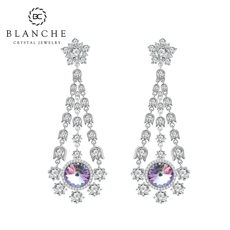 摇曳法式宫廷风水晶耳环流苏耳坠