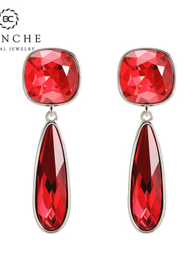 BLANCHE/布兰琪时凝瑞丽OL红色水晶耳环时尚高级感耳坠新年耳饰女