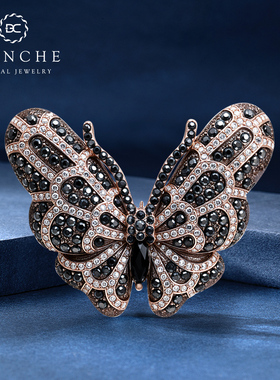 BLANCHE/布兰琪意大利中古风蝴蝶胸针男黑色复古胸花西装大别针女