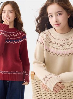 英国Next chek女童毛衣秋冬季儿童针织衫大童加厚女孩保暖打底衫