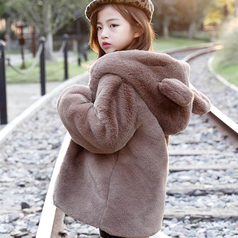 英国NTYUK儿童外套冬季棉袄男女童宝宝仿皮草加厚棉衣中长款