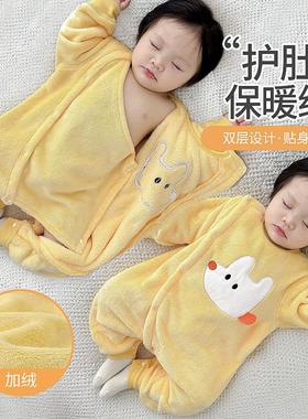 英国Next chek婴儿珊瑚绒睡衣秋冬季加绒连体衣女宝宝冬季发热衣