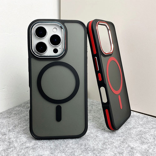 金属镜头框适用苹果16Pro手机壳磁吸17ProMax保护套15Pro透明iPhone16黑色plus防滑13P磨砂12雾面16e新款14红