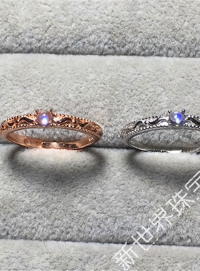 月光石戒指纯银复古简约包邮