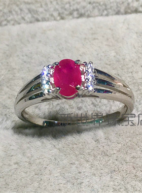 纯银玫瑰金指环红宝石尾戒日韩