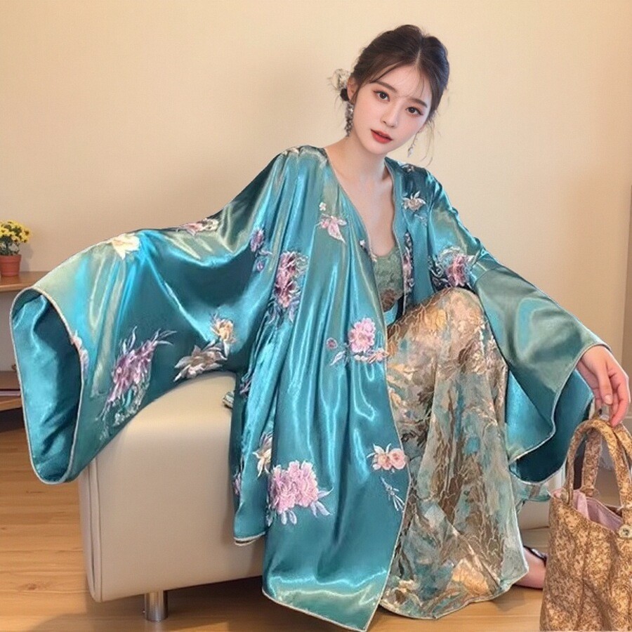 MOSS【国色芳华】国风新中式初春定制仿苏绣交襟外套衬衫女