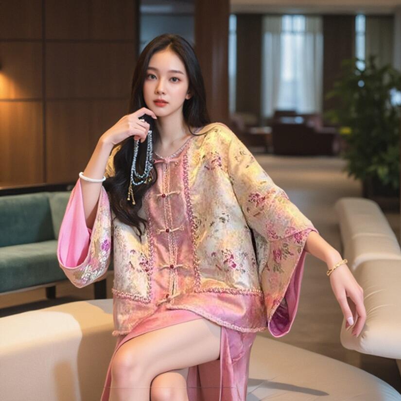 MOSS【浮萍如梦】新中式国风提花拼接开襟外套初秋上衣女