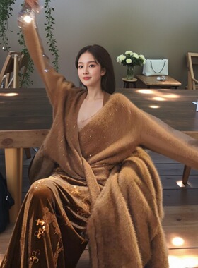 MOSS  20:00上新【绾烟萝】两穿斜门襟绑带针织上衣