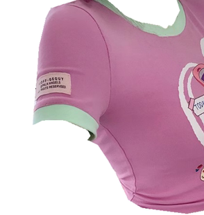 【地球店】夏日多巴胺搭配撞色圆领T恤女夏季印花修身短款上衣