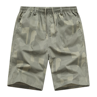 印花迷彩休闲透气沙滩裤 男运动外穿五分裤 短裤 奥特莱斯纯棉夏季