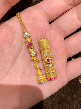 轻奢金色拉丝魔法棒项链镶钻灵蛇权杖重工万花筒吊坠高级感锁骨链