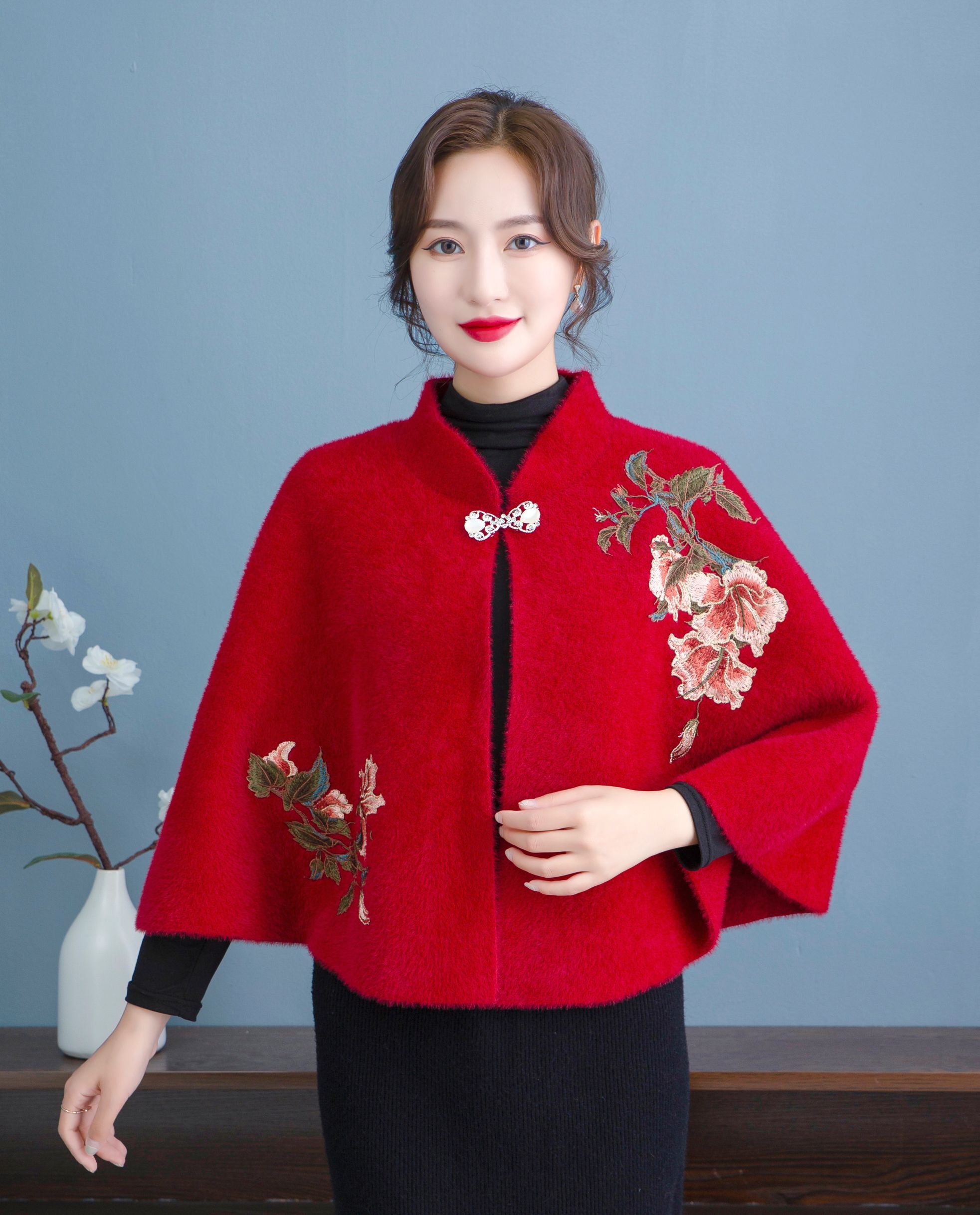 水貂绒斗篷披肩女外套